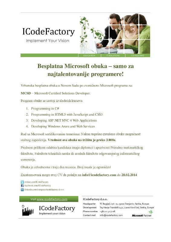Junior Software Developer; Microsoft; Hiring; Novi Sad; Faculty of Technical Sciences; Faculty of Sciences; FTN; PMF